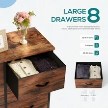 Dresser For Bedroom With 8 Drawers Tall Dresser & Chest Of Drawers Fabric Dresser With Wood Top And Sturdy Steel Frame - 鏽棕色 - 查看 8