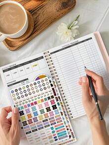 Sổ tay lập kế hoạch ngân sách hàng tháng, 112 trang, thiết kế đơn giản dành cho người bị ADHD, có chức năng theo dõi tiết kiệm và nợ, biểu đồ chi tiêu và các ngăn trong suốt, giúp tiết kiệm dễ dàng, đồ dùng văn phòng phẩm và học tập, quà tặng văn phòng phẩm cho nam và nữ. - Hồng - Xem 9