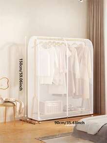 1 Pc Clear Coat Rack Cover, Dust Proof Zipper Enclosed Garment Bag Clothing Protector, Washable Hanging Garment Bag With Double Zipper/Single Zipper For Wardrobe Storage - Prevent Dust And Moisture From Coats, Suits, Dresses(Zipper Random One Small Zipper, Two Large Zippers) - Multicolor - View 14