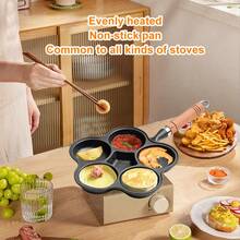 6-Hole Thick Cast Iron Frying Pan, Frying Pan, Multifunctional Breakfast Frying Pan, Uncoated Non Stick Frying Pan, Suitable For All Stoves (Gas, Electricity, Induction), Durable Frying Pan, With Heat-Resistant Handle, Easy To Clean, Family Dinner Supplies, Party Supplies - màu đen - Xem 10