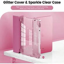 2025INFILAND Compatible With IPad A16 11th Generation 11 Inch 2025 Case IPad Case 10th Generation 10.9 Inch Glitter Cover With Sparkly Clear Back Pencil Holder For Girls Rose Pink - RosePink - View 3