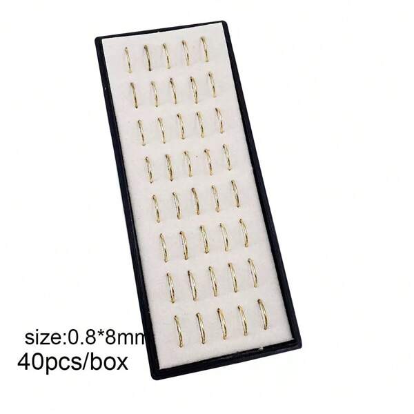 40 piezas/set Anillos para la nariz multicolor hipoalergénicos, aros y pendientes para la nariz, unisex, aros de acero inoxidable para perforación de la nariz, joyería de piercing para mujeres y hombres