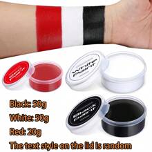 1set Black + White + Red Professional Face & Body Paint Kit With Brush, Large Capacity Makeup Palette For Theater, Halloween Party, Cosplay, Clown