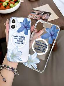 Blue And White Lilies Bible Verse Christian Print Pattern Premium Magnetic Phone Case For Compatible With IPhone 16e/16/15/14/13/12/11/ProMax/Pro/Plus/XSMax/XS/X, For Compatible With Samsung Galaxy S22/S23/S24/Plus/FE/Ultra,Fashion Female Summer Unique Cases Transparent Shockproof Anti-Drop Ultra-Thin Design Acrylic+Tpu Hard Back Non-Yellowing Clear Protection Cover Men Casing Girl Women Ultimate Protective Fundas Para Protectores De Celulares Accessories Friend Gift Aesthetic Protector Forro De Teléfono - 無色 - 查看 4