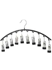 1 件儿童衣架，节省空间的弧形衣架，用于袜子和裤子 - 带 10 个夹子的壁橱整理器，裤子袜子衣架，适用于服装店，春季，简约，夏季上衣 - 彩色 - 查看 10