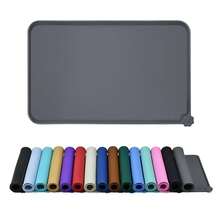 Amu Waterproof Pet Feeding Mat With High Raised Edges, Heavier And Thicker Placemats For Cat Dog Water Bowl With , Dogs Cats Food Mats For Messy Drinkers To Prevent Spill And Protect Floors