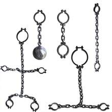 Halloween Prop Handcuffs, Leg Shackles, Prisoner Role Play Toy, Plastic Lock Chain Leg Cuffs