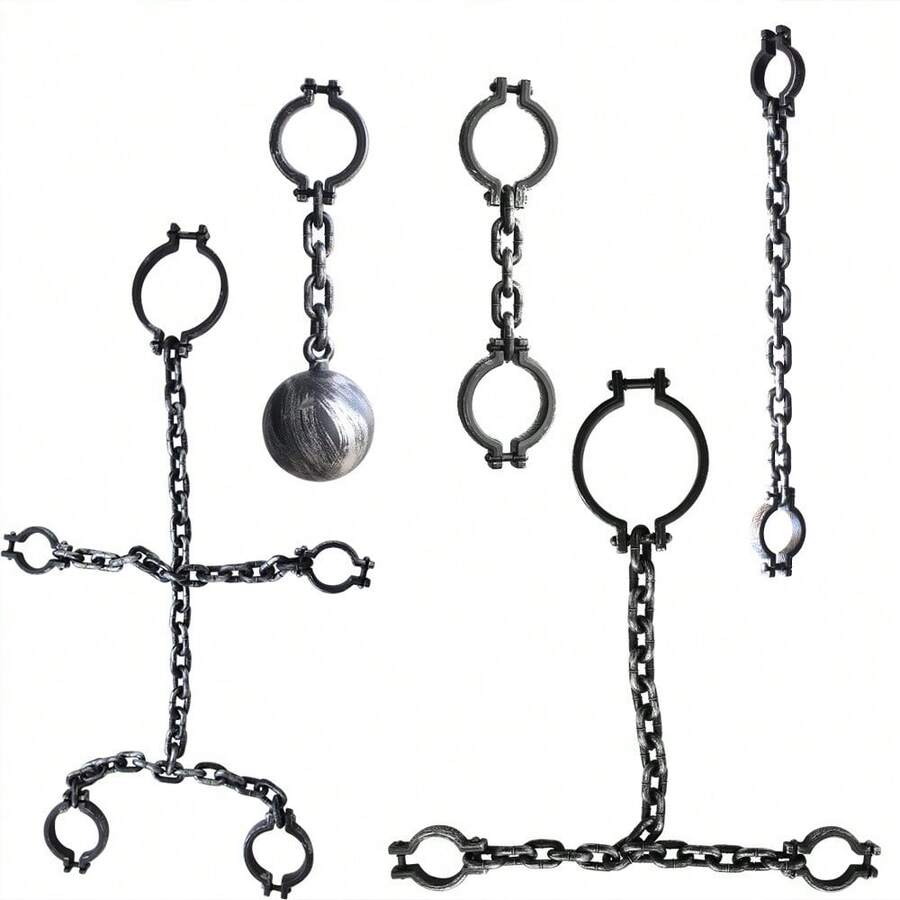 Halloween Prop Handcuffs, Leg Shackles, Prisoner Role Play Toy, Plastic Lock Chain Leg Cuffs