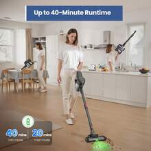 LAMZIEN Cordless Vacuum Cleaner For Home: 28KPA 40Min Freestanding Vacuum Cleaner, Foldable Extension Tube, Rechargeable Battery, Lightweight For Pet Hair, Hard Floors, Carpets.