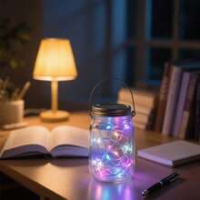 Solar Mason Jar Lid String Lights, 3/6/9/12/30Pack 20 Led 6.6FT String Fairy Star Firefly Jar Lids Lights With Hangers Included (Jars Not Included), For Mason Jar Patio Garden Wedding Lantern - Colored Light - View 6