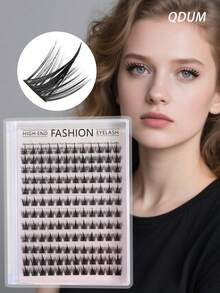 1 盒/套 12 排 144 片 C 卷长假睫毛，全新水貂毛设计，适合派对妆容，簇状睫毛，睫毛簇，猫眼睫毛，自然睫毛延长，睫毛簇，单根睫毛，睫毛，假睫毛 - 黑色 - 查看 1