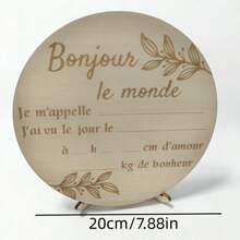 1 pièce Panneau de bienvenue en bois, design sculpté "Bonjour Le Monde", bois naturel, convient aux nouveaux parents et aux adolescents, cadeau pour les futures mères