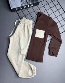 Children's Sweatshirt, Cargo Pants And Jacket Set For Boys And Girls, Autumn Winter - trắng - Xem 4