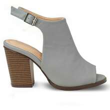 Women's Open Toe Slingback Sandals With Buckled Strap And Chunky Heel – Perfect For Work Or Weekend Outfits - 灰色 - 查看 2