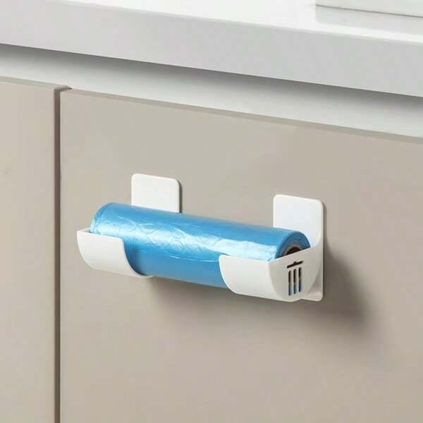 2/4 Piezas Estante de almacenamiento de bolsas de basura sin perforación, estante de almacenamiento ajustable de cocina, se puede fijar al lateral del refrigerador o los gabinetes sin perforar agujeros, adecuado para bolsas de basura, película envolvente, paraguas, estante de almacenamiento de rodillo, estante de película envolvente, estante de cocina, estante de almacenamiento del fregadero, organizador de cocina de armario, almacenamiento y organización de cocina, pequeñas herramientas de cocina, contenedor de almacenamiento de cocina