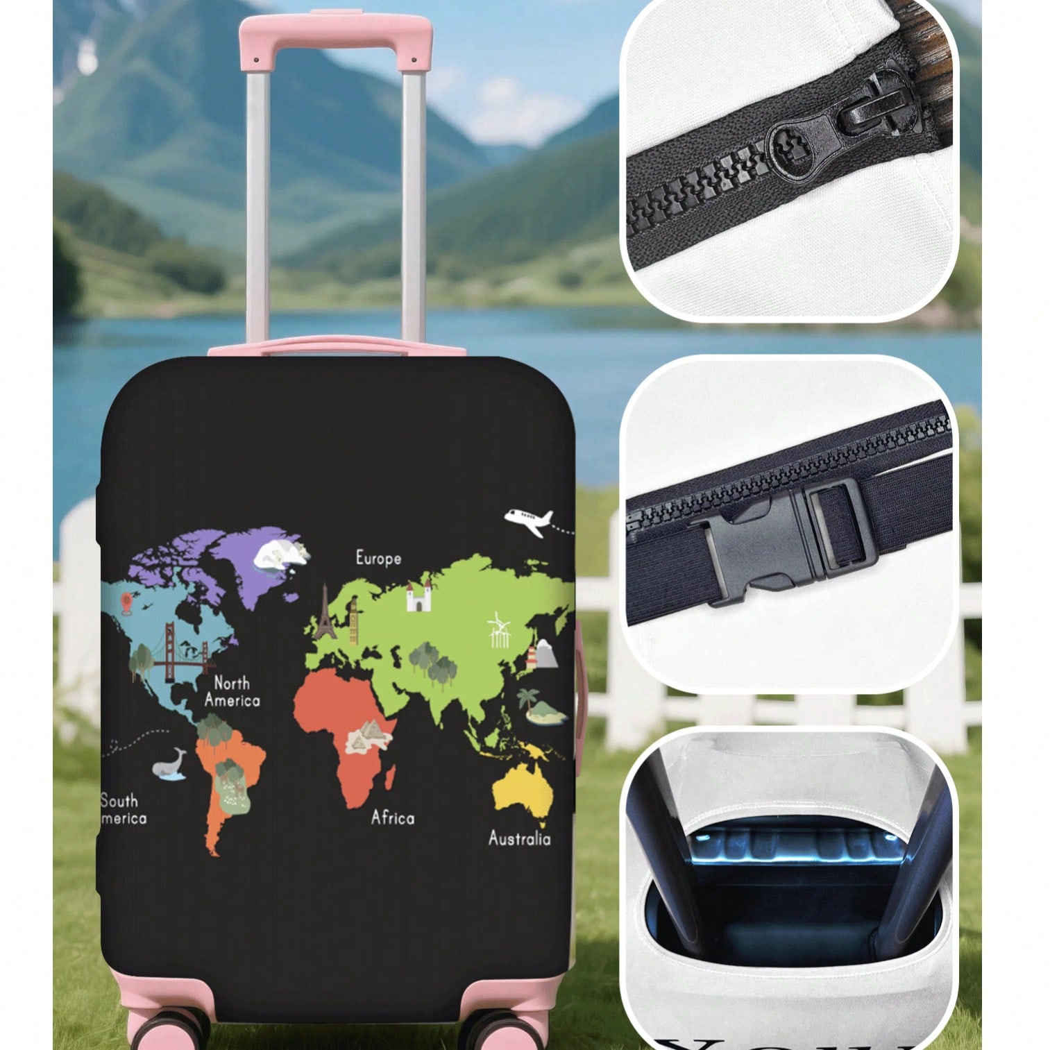 Funda elástica para equipaje de viaje, funda para maleta, protector de equipaje, viaje al aire libre, viaje de negocios, accesorios de viaje de moda