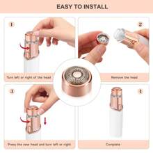 Conduroma 女士面部脱毛器，电动无痛面部剃毛器，可充电，适用于下巴、上唇和面部绒毛，带照明功能 - 白色 - 查看 7