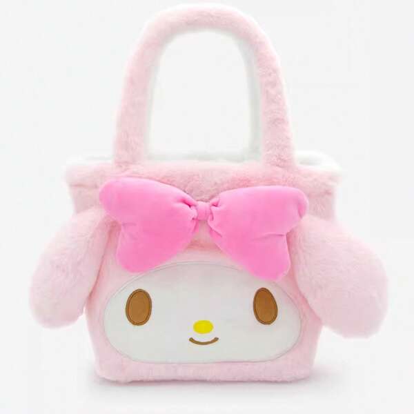 Sanrio My Melody Kids Plush Double-Sided Handbag, Pink,White