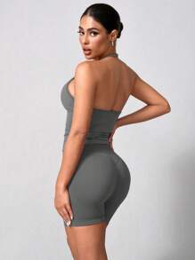 NcmRyu Women's Sexy Butt-Lifting Crop Top And Shorts Set, Versatile Activewear For Yoga, Tennis, Running, Workout, Outdoor Sports