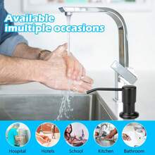 Sink Soap Dispenser Extension Tube - 360° Rotation, Stainless Steel Pump, Large Capacity - Black - View 3