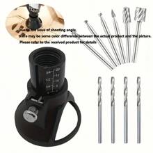 1/7/11/29pcs Rotary Tool Locator Sets - DIY Woodworking Locator - Multi-Bit Precision Locator, Perfect For DIY And Professional Carpentry Uncharged Electric Drill Accessories, No Battery Required, Versatile Material- Rotary Tool Guide Attachment Set - Including 1/8" (3Mm) Shank HSS Router Bits And Twist Drill Bits. - Multicolor - View 5