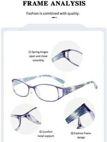 Óculos de leitura vintage com estampa floral miúda, armação geométrica unissex, estilo boêmio, super leves, ideais para uso diário, escritório, computador e como presente de Natal.