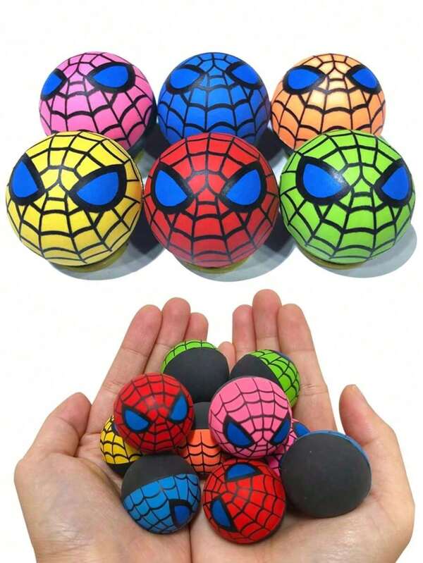 Marvel 20/10 piezas Juguetes de bolas saltarinas de la serie Marvel, suaves y de rebote lento, bolas de goma de Spiderman, bolas saltarinas para juegos al aire libre, bolas saltarinas como regalo de cumpleaños, Pascua, temporada de graduación, Halloween, Navidad, regalo para fiestas festivas (algunos pueden ser aleatorios)