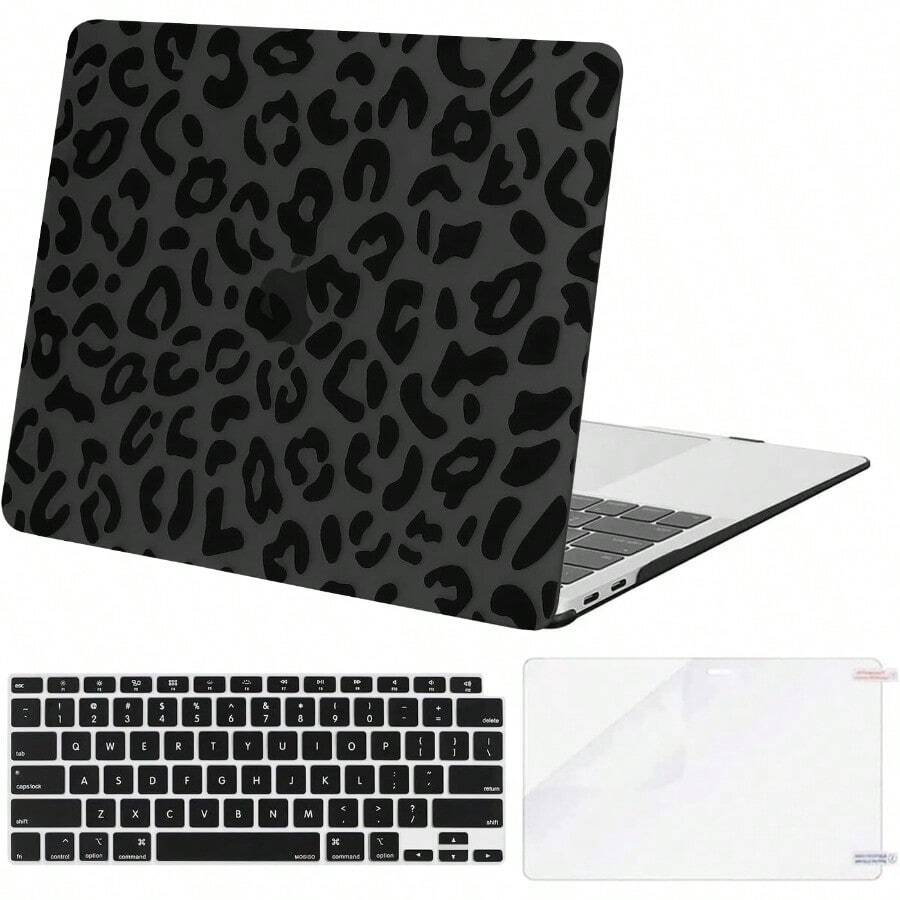 DCompatible With Book Air 13 Inch Case 2022 2021 2020 2019 2018 Release A2337 M1 A2179 A1932 Retina Display Plastic Leopard Grain Hard Shell CaseandKeyboard CoverandScreen Protector Black7001 - màu đen - Xem 1