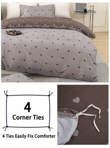 3pcs Heart Pattern Bedding Set (1 Duvet Cover And 2 Pillow Shams), Soft & Skin-Friendly, Suitable For Home Decor, Valentine's Day Gift, All Seasons