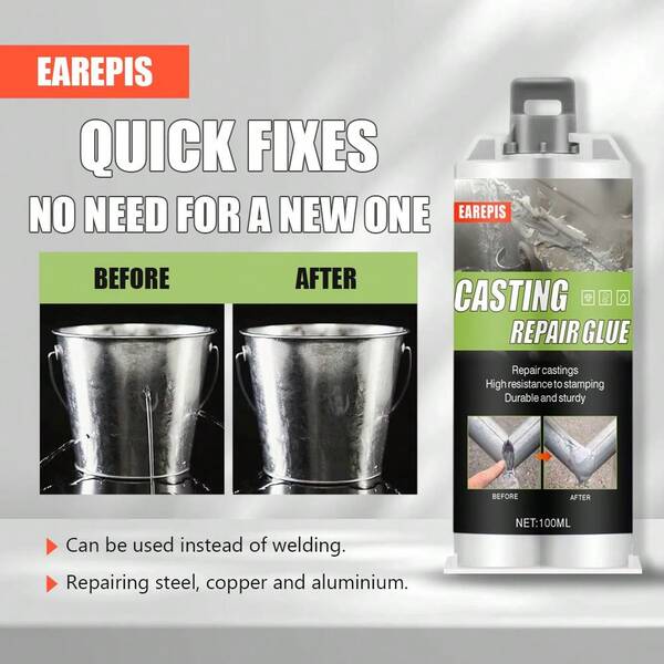 Super Fast Drying AB Type Metal Welding Adhesive, High Temperature Resistant Waterproof Repair Glue, Suitable For Cast Iron, Iron, Aluminum And Other Multi-Purpose Fixation, And Safe