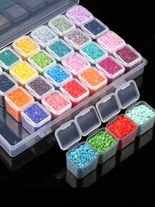 28-Grid Diamond Painting Diamond Storage Box, Container For Diamond Painting Embroidery Accessories,Jewelry Box Jewelry Storage Box Send Label Sticker Without Diamonds,No Tool Kit - trắng - Xem 5