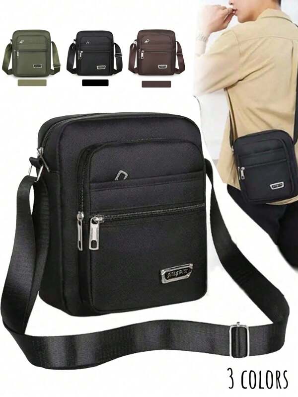 1PC Compact Crossbody Bag - Nylon With Multi Zip Compartments - Adjustable Strap For Comfortable Wear Freshman For Books Multi-Functional Dorm University School Bag Students Commute Stylish Portable Sling Bag Travel Holiday Thanksgiving Side Bag Tote Bag Black Bag Camping Sling Bag Summer Back To School Vacation Bag Pack Spring Purse Mini Bag Small Bag Small Bag Body Bag