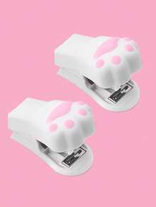 Mini Cute Cat's Paw Stapler 3-In-1 Available Office Study Portable Binding Documents Test Papers Student Cartoon Multifunctional Binding Machine With Staple Binding Machine Small Stationery Stapler Set Back To School Season