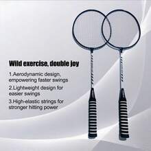 Badminton Racket Set With 2 Rackets, 3 Plastic Shuttlecocks, And 1 Badminton Bag - Perfect For Beginners And Outdoor Games - Black Pair - With 3 Plastic Shuttlecocks - View 7