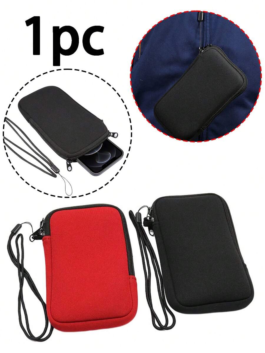 1 件氯丁橡胶拉链手机壳带挂绳 - 防震防水手机保护袋，便携式手机包，适合旅行、日常使用和户外活动，兼容大多数手机，是送给朋友、家人和技术爱好者的完美礼物，毕业/公路旅行必备礼物，适合精通技术的朋友和家人充电器外壳移动电源手机充电器数码相机配件 - 彩色 - 查看 1