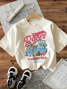 Camiseta de manga corta con cuello redondo y estampado de letras Paeer Club - Blanco - Ver 7