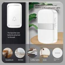 无线门铃，有效范围1000英尺，铃声响亮，5级音量可调，60种铃声可选，LED闪光门铃，安装简便，接收器电池需另购 - 彩色 - 查看 7