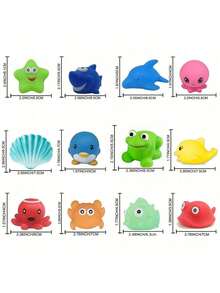 发光水池沐浴玩具套装，儿童漂浮橡胶水上玩具，儿童男孩女孩泳池浴缸淋浴玩具，圣诞节生日，浴灯，海豚玩具，男孩玩具>儿童泳池玩具 - 彩色 - 查看 3