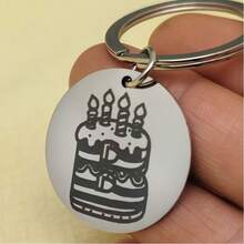 1 pieza Llavero inspirador de moda, material de acero inoxidable, texto clásico grabado, forma redonda con clip de anillo, regalo ideal para seres queridos y amigos