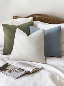 2 件象牙色亚麻荷叶边枕套，波西米亚农舍装饰靠垫套，适用于客厅、餐厅和卧室（不含枕芯）