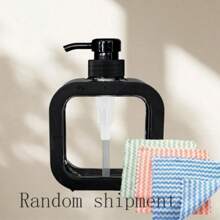 Transparent Dish Soap Dispenser, Bathroom Liquid Soap Dispenser - With Anti-Rust Pump, Suitable For Kitchen Sink, Bathroom, Black/Decorative Frame Transparent Square Soap Dispenser Refillable (Dishcloth, Cleaning Brush Random Delivery)