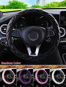 Nytt rattöverdrag i PU-läder med 3D-broderi för kvinnor, 14,5-15 tum, mjukt och bekvämt, utan innerring, passar alla fordon - En-Storlek - Visa 17