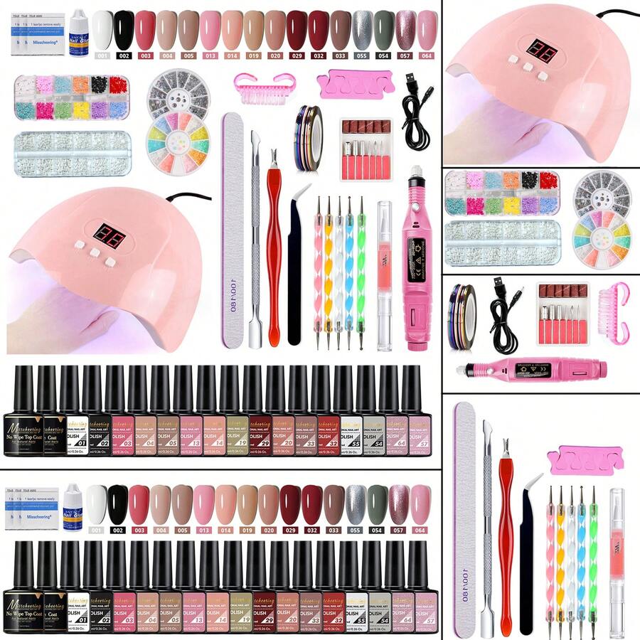 35-Piece Manicure Set With UV LED Light, Including Acrylic Powder And Acrylic Liquid, Nail Drill, Nail Stickers And Glue, Home DIY Manicure Set For Beginners, Christmas Gift - 彩色 - 查看 1