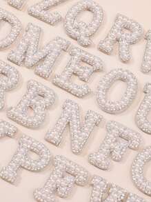 26pcs A-Z Letters Patches Set, 3D Pearl & Rhinestone Embellished Letter Stickers, DIY Alphabet Patch Accessories For Clothes, Bags, Backpacks, Fabrics, Personalized Gifts, Bridal Party Gifts, Bachelorette Party Decorations - White Diamond Foundation - View 14