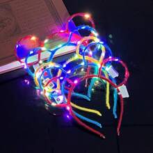 Set van 5/10 LED-pluche konijnenoren - Pluche scrunchies in verschillende kleuren voor concerten, feesten en evenementen, niet-metaalachtig, geschikt voor tieners en volwassenen. Halloween