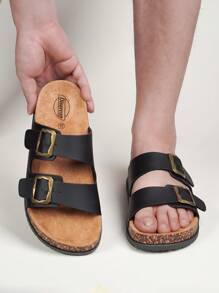 DISARCON Men's Summer New Sandals, Outdoor Street, Matching, Fashion, Casual, Beach, Flat/Mid-Heel/Arch Support/Comfortable Flat Couples Shoes, Breathable High-End/High-Quality/Outdoor Women's Sandals, Adjustable Upper In White/Black/Double Buckle/Metal Buckle/Retro/Classic Indoor Slippers