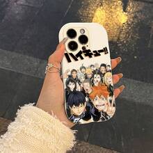 Light Pink Silicone Phone Case With Haikyuu Anime Character Group Illustration (Vibrant Manga - Style Graphics,Animated Character Design) - Stylish, Shockproof, Thick Protective Cover For IPhone 16/16 Pro/16 Plus/16 Pro Max/15 Pro Max/13/14/12
