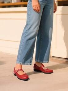 Women's Flats Arch Support Comfortable Casual Ballet Mary Business Office For Women Dressy And Work Ankle Strap Dress Flats Shoes - 紅色 - 查看 4