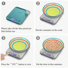 1 pieza Báscula digital compacta de cocina, báscula electrónica inteligente de acero inoxidable con pantalla LCD, pequeña báscula para hornear (g), báscula para joyas, café, especias y utensilios de cocina - Plateado - Ver 4