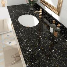 Black And Gold Granite Contact Paper For Countertops Peel And Stick Countertop Covers Waterproof Removable Marble Wallpaper For Kitchen Bathroom Counter Tops Desk Cabinets Vinyl Wrap 12"X200" - 金黑 - 查看 3